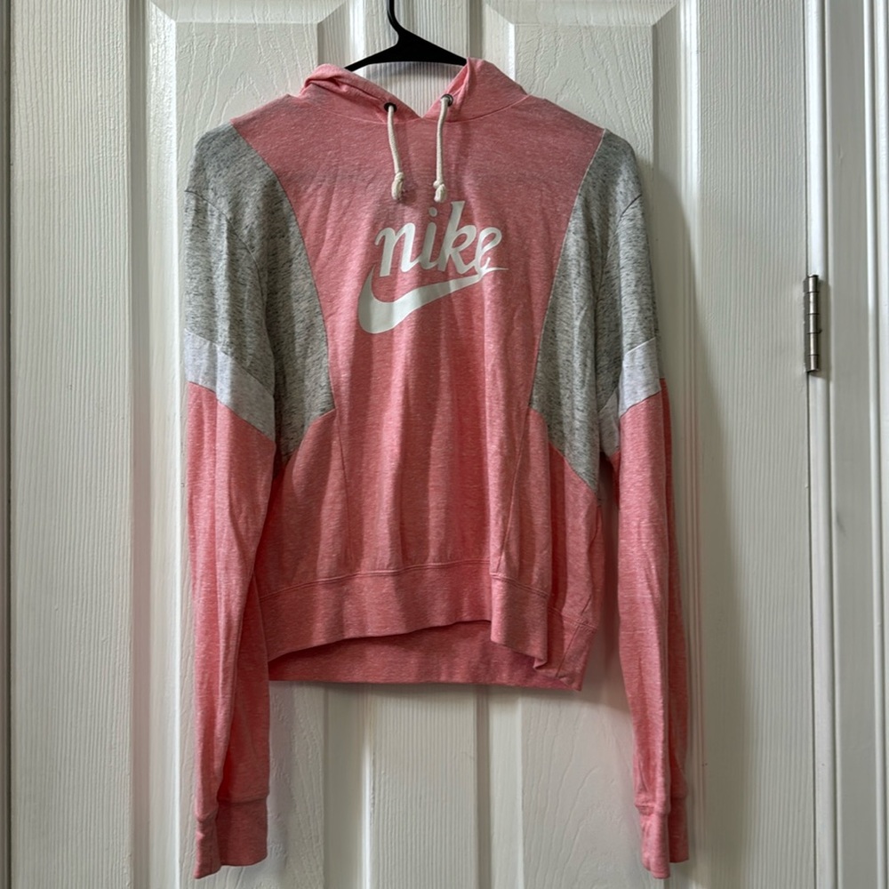 Nike light hoodie, pink and gray size womens medium
